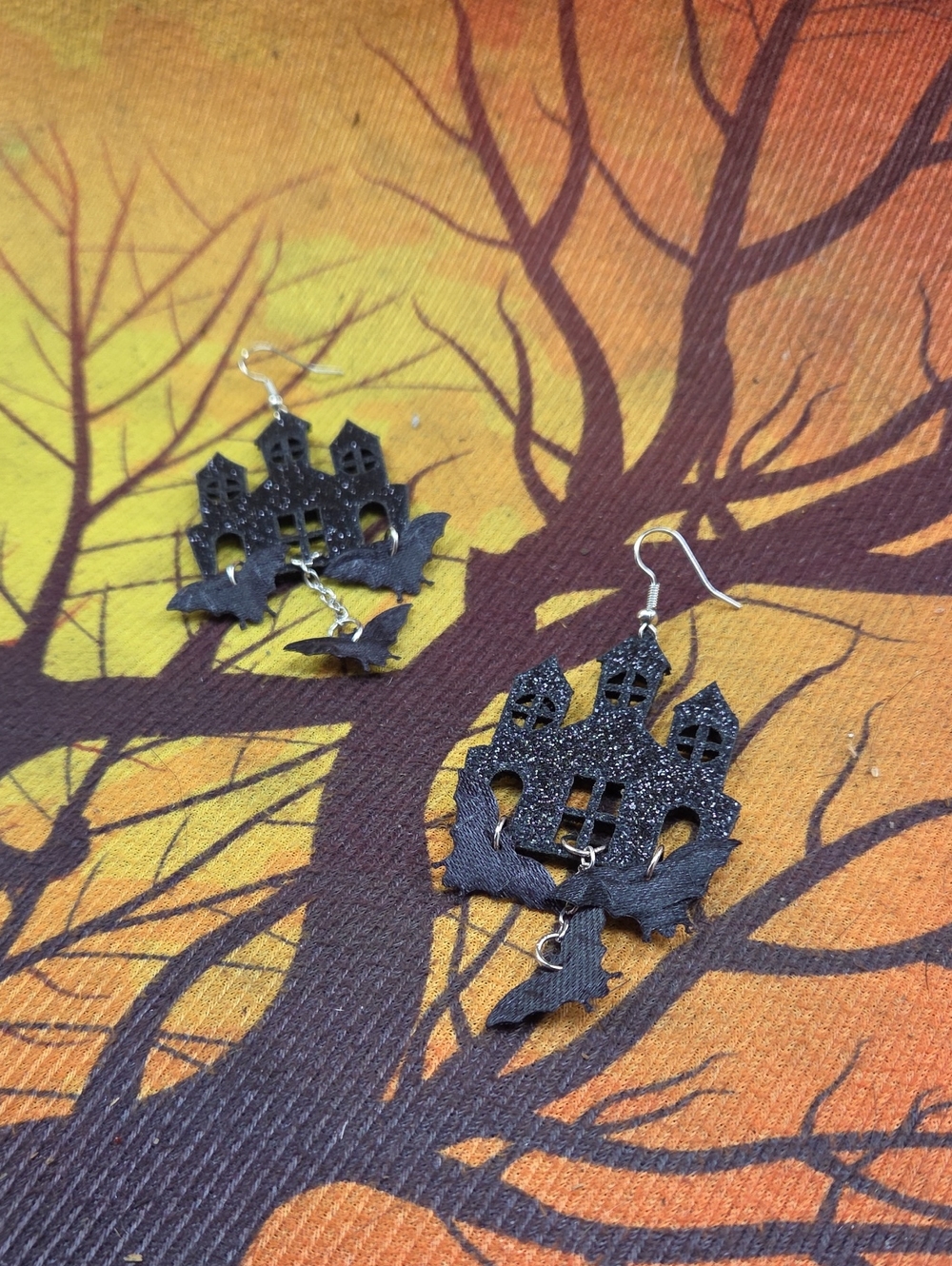 Black Haunted House Dangle Earrings - Women Jewelry